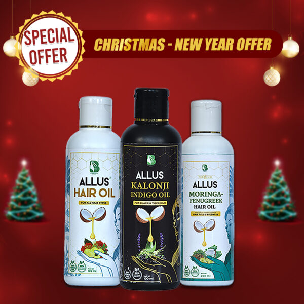 Hair Oil 100ml + Kalonji Indigo Oil 100ml + Moringa Hair Oil 100ml